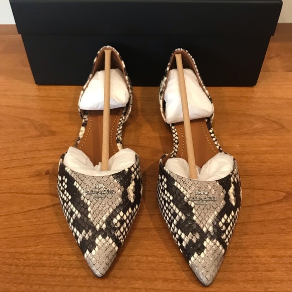 COACH Exotic Snakeskin Pointy Toe Flat Loafer - Picture 2 of 7